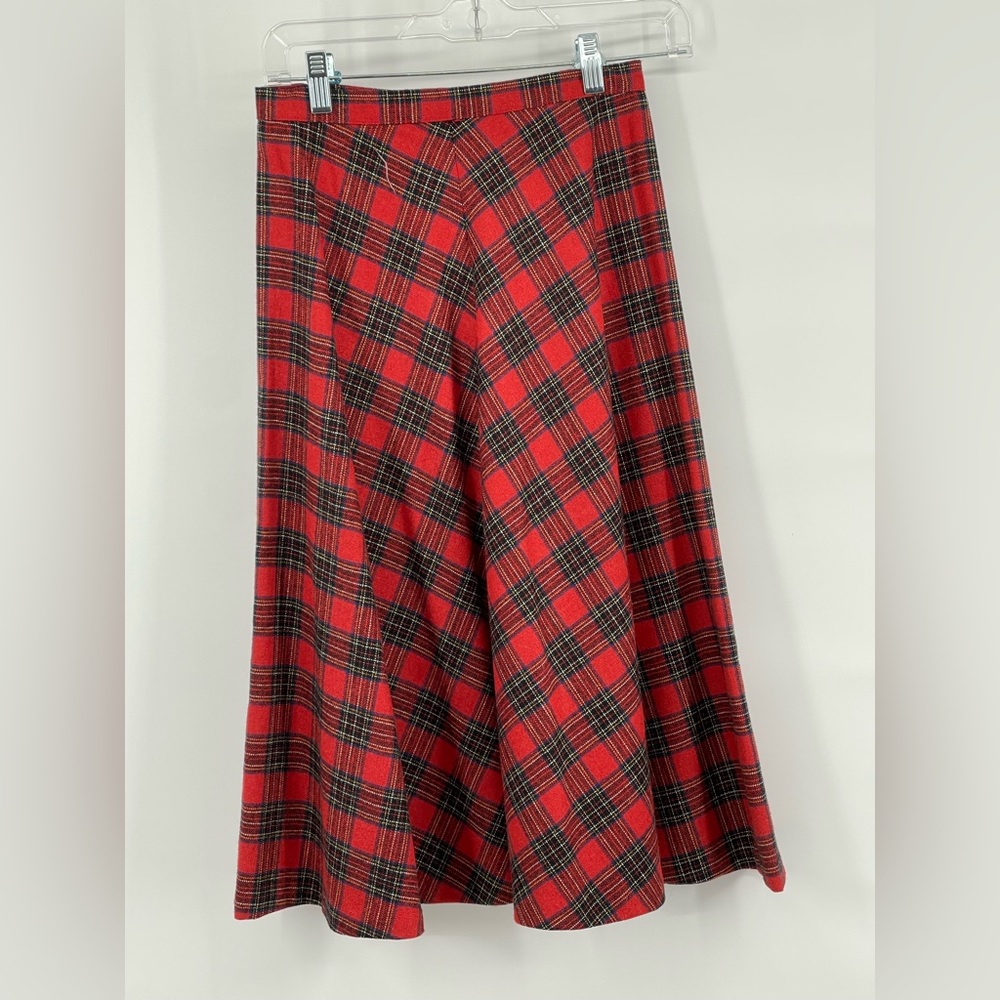 Vintage Bobbie Brooks Union Made Skirt Set Red Plaid Size 7/8 Wool Blend - Picture 3 of 10